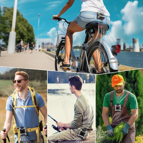 Portable Waist Fan 10000mAh Power Bank, 3 in 1 Outdoor Fan with Torch