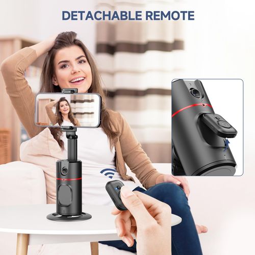 Portable Mobile Phone Gimbal Stabilizer, 360° Rotatable Auto Tracking Phone Holder with Remote