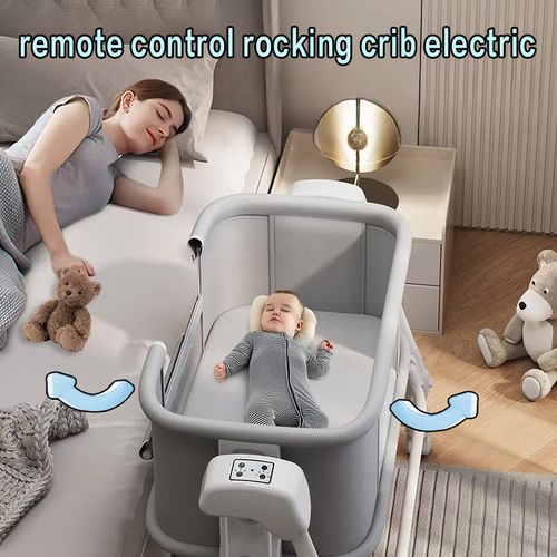 Adjustable height bedside sleeper crib with remote control rocking crib electric