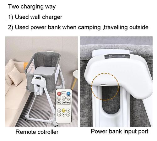Adjustable height bedside sleeper crib with remote control rocking crib electric