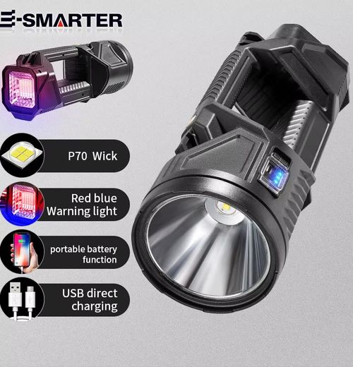 High-power searchlight.Portable Solar Torch Light Rechargeable Handheld Flashlight