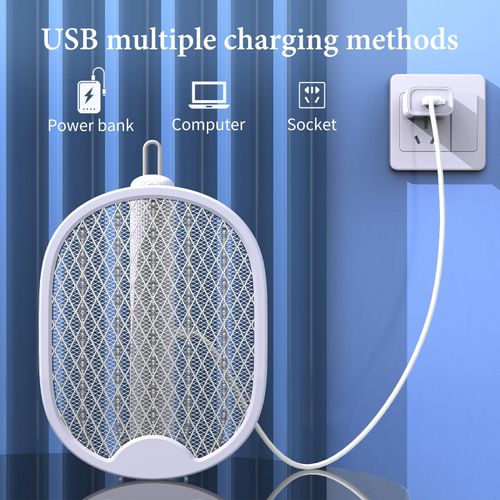 2PCS Foldable Electric Fly Swatter, Indoor Outdoor Bug Zapper Mosquito Insect Killer