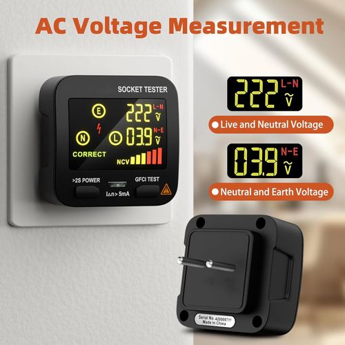 ⚡Digital Socket Tester Volt RCD Live Neutral Line NCV ⚡ Circuit Tester with LCD Display