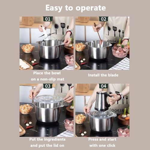 Electric Food Chopper, 3L Stainless Steel Meat Grinder for Baby Food, Meat, Vegetables, Fruits