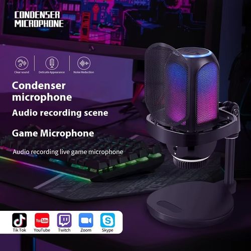 Professional USB Microphone PC Condenser Podcast Streaming Cardioid Mic for Computer