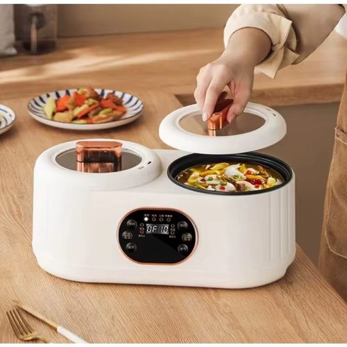 🍚 Multifunctional Touchscreen Double Pot—Cooks Rice, Soup, Stir-Fry!