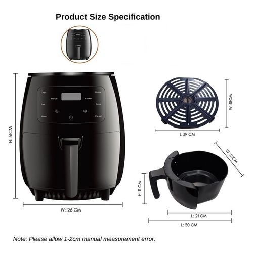 Extra Large Touch Control Multifunctional Air Fryer - 6L- 2400W
