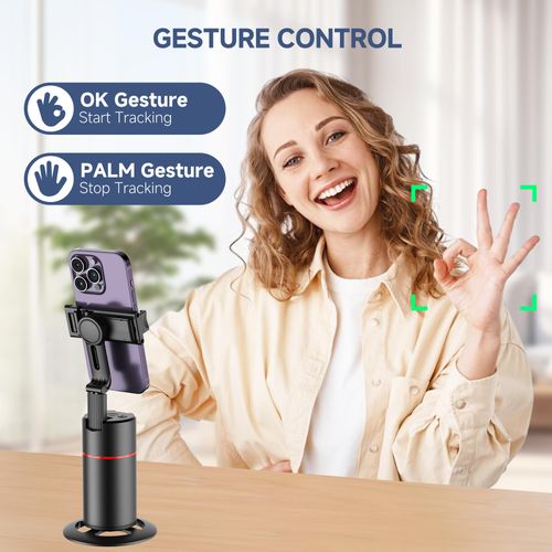 Portable Mobile Phone Gimbal Stabilizer, 360° Rotatable Auto Tracking Phone Holder with Remote