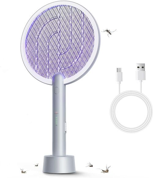 Electric Fly Swatter Mosquitoes Zapper, 2 in 1 Cordless Bug Zapper Insect Killer USB Rechargeable