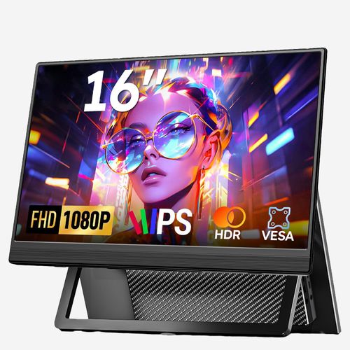 Travel Portable Monitor with Stand 16'' FHD 1080P Portable Screen for Laptop