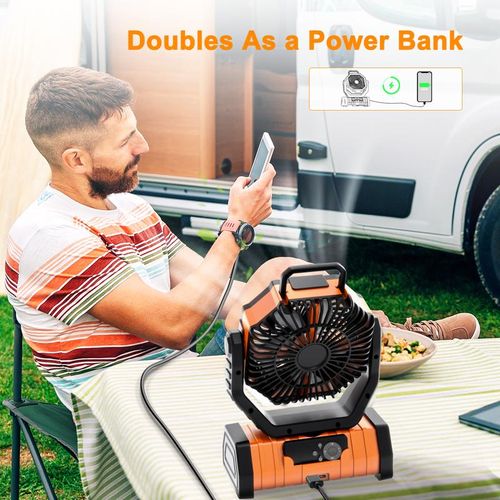 20000mAh Portable Rechargeable Camping Fan with LED Light