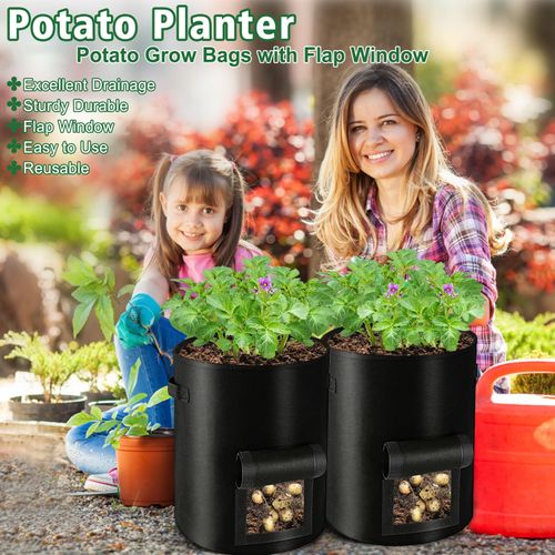 5PCS 10 Gallon Grow Bags for Vegetable Fruits, Thickened Planting Bag with Handle