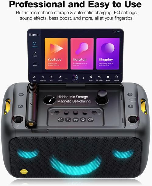 Karaoke Machine for Adults with Lyrics Display Built-in 13.3  Screen Truly All in One Karaoke Machine with 2 Wireless Micropho