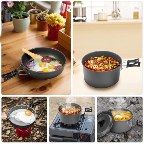 Picnic Cookware Kit, Outdoor Portable Alumina Pot Frying Pan Set