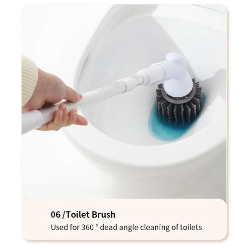 6-in-1 2000mah Electric Cleaning Brushwireless Electric Rotary Clean Brush Shower Cleaning Brush Kitchen Bathroom Home New