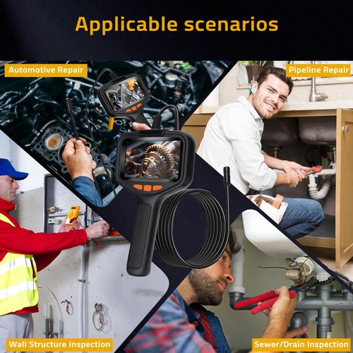 Handheld Waterproof Endoscope with 3 Hooks, HD LCD Screen Endoscope Inspection Camera