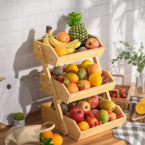 3-Tier Pine Wood Fruit Basket