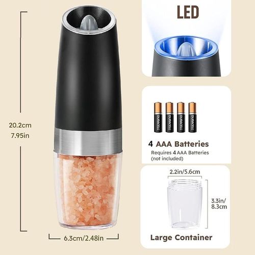 2PCS Electric Salt & Pepper Grinder Set, Battery Powered Household Seasoning Grinder