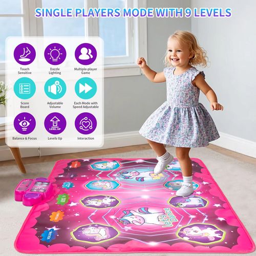 Dancing Blanket Kids Electronic Dance Mat Kid Floor Music Blanket Double Players Mode with 9 Levels Educational Toys