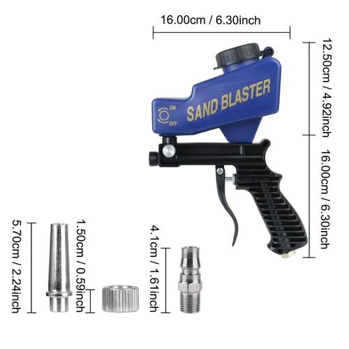 Handheld Portable Sandblasting Gun, Air Gravity Feed Rust Remover Spray Gun