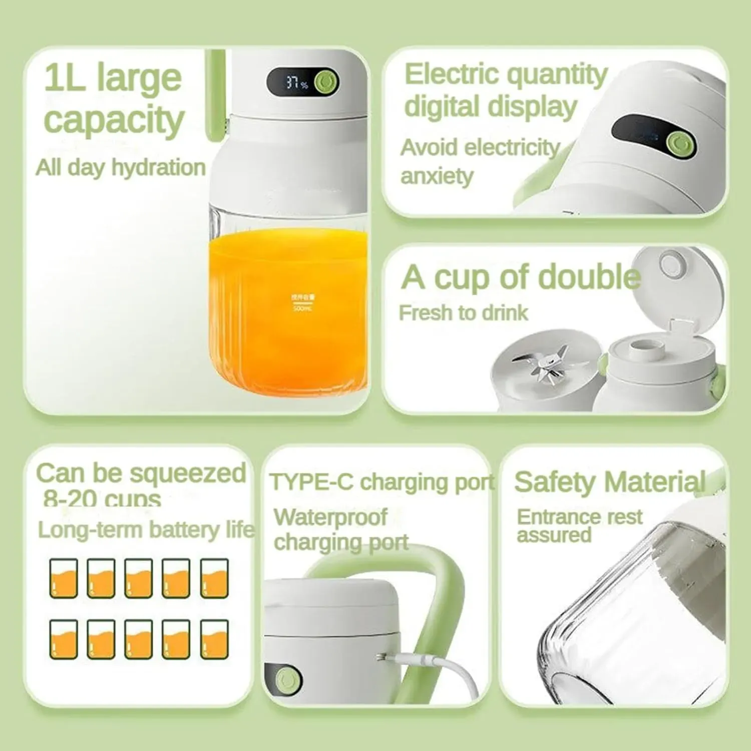 Portable Juicer Small Household Multi-function Wireless Charging Ton Barrel