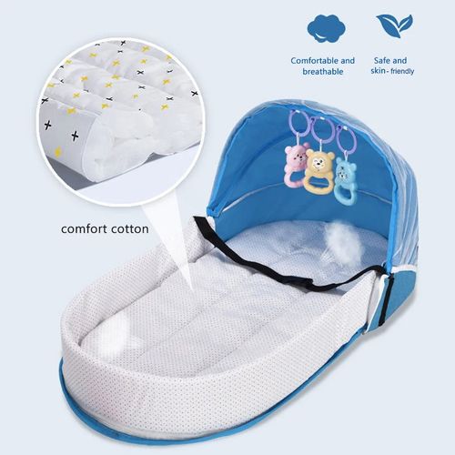Portable Baby Crib, Foldable Outdoor Diaper Bag with Mosquito Net & Baby Lounger Mattress