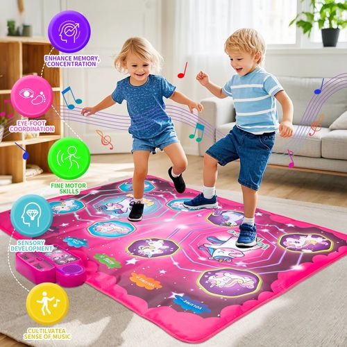 Dancing Blanket Kids Electronic Dance Mat Kid Floor Music Blanket Double Players Mode with 9 Levels Educational Toys