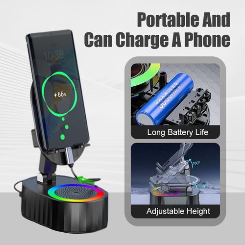 5 in1 Wireless Bluetooth Speaker Cell Phone Stand with Surround Subwoofer Sound