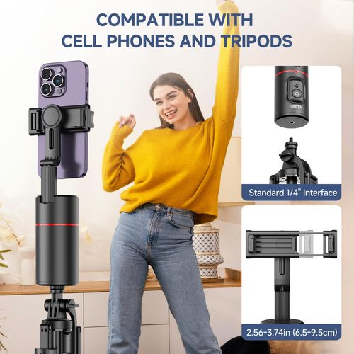 Portable Mobile Phone Gimbal Stabilizer, 360° Rotatable Auto Tracking Phone Holder with Remote