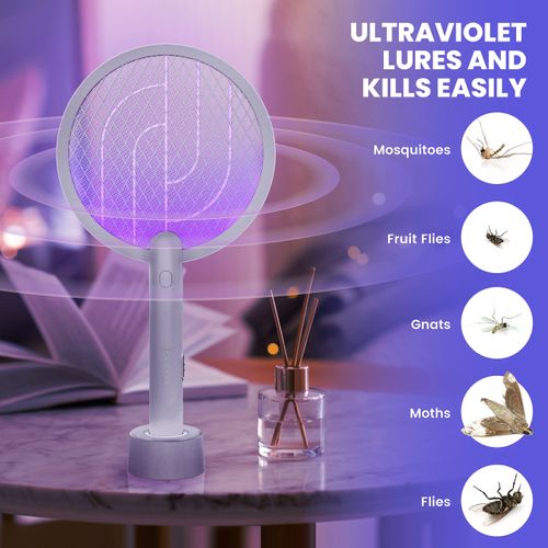 Electric Fly Swatter Mosquitoes Zapper, 2 in 1 Cordless Bug Zapper Insect Killer USB Rechargeable
