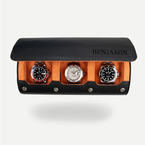 Personalized Watch Roll Black Orange （Free Shipping + Cash on Delivery to Ghana）