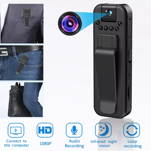 HD 1080P Rechargeable Mini Body Camera With Night Vison&Rotating Lens📷️