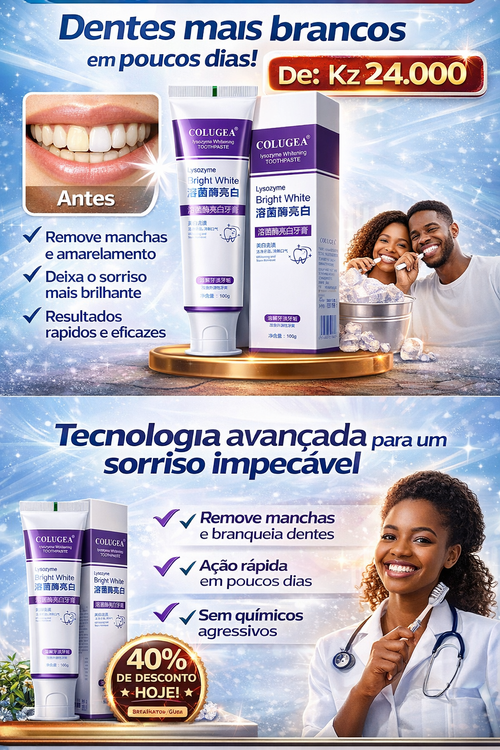 🔥 Clareamento Rápido dos Dentes em 7 Dias | Pasta de Dente Premium com Lisozima