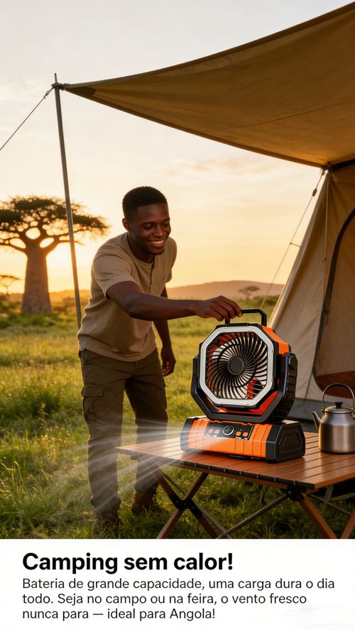 Ventilador portátil: Aproveite a refrescância instantaneamente mesmo com falta de energia em Angola!