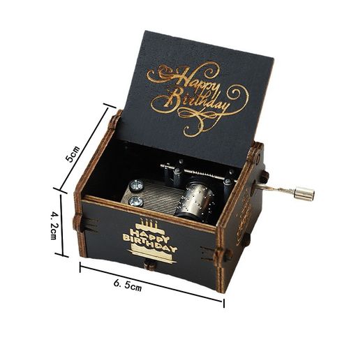 Classical carved wooden music box ornament hand crank Christmas craft gift men and women Valentine's Day gift