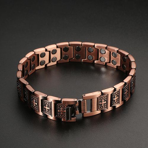 Vintage Fashion Cross Magnet Negative Magnetic Copper Bracelet for Men