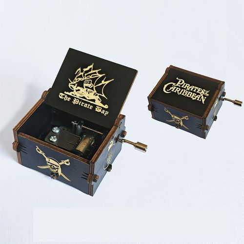 Classical carved wooden music box ornament hand crank Christmas craft gift men and women Valentine's Day gift