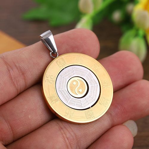New European and American style Eight Trigrams pendant necklace, featuring a rotatable stainless steel pendant.