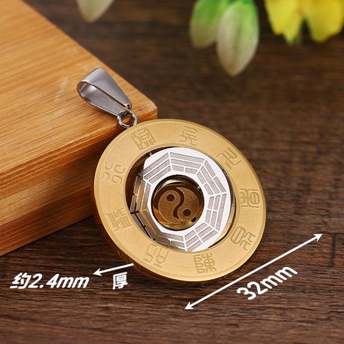 New European and American style Eight Trigrams pendant necklace, featuring a rotatable stainless steel pendant.