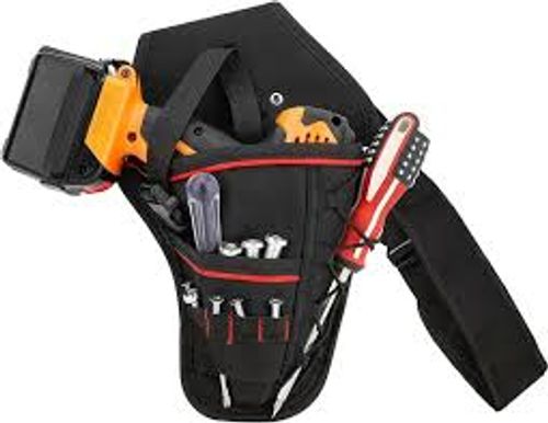 Electric wrench tool waist bag, portable repair tool bag, thickened and wear-resistant electrician's bag, waist hanging tool storage bag