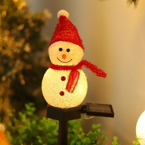 Solar Christmas Snowman Garden Stake Lights, LED Outdoor Christmas Decorations for Garden, Lawn, Yard, Pathway and Patio