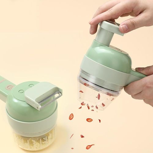 Kitchen Goods Electric Vegetable Cutter Set - 4 in 1 Portable, Rechargeable, Wireless Food Processor & Chopper Machine for Pepper, Garlic, Onion, Celery & Meat (Type1)