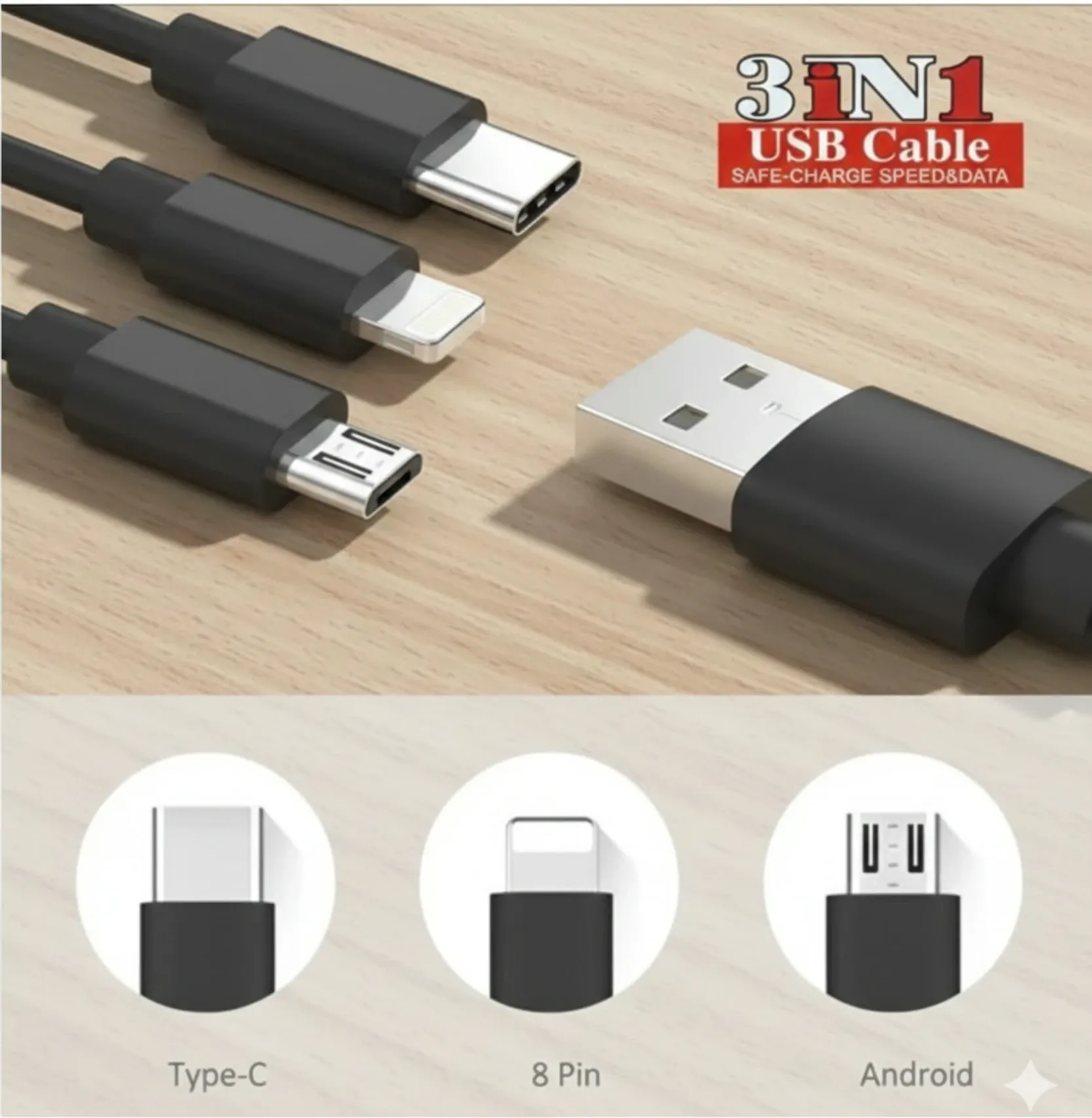 ASTOUND Universal Retractable 3 in 1 Multi Multiple 3in1 USB Charging Charger Cable