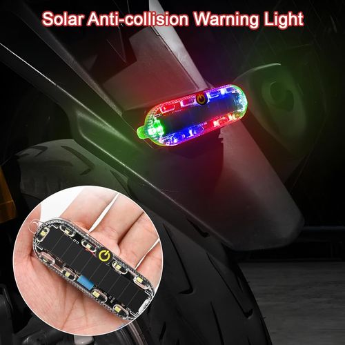 Solar-Powered Multi-Color Strobe Warning Light – Waterproof, High-Brightness Anti-Rear-End Collision Light for Cars and Motorcycles (Night Use)
