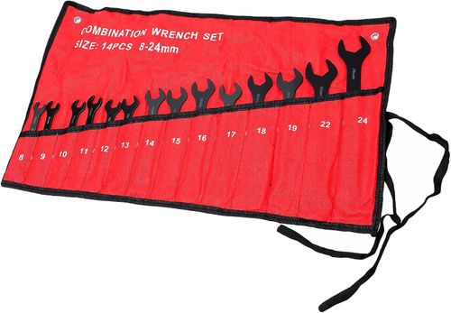 14-Piece Combination Wrench Set (Open-End & Ring) – Automotive Repair Tool Kit