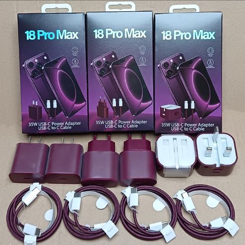 35W USB-C Fast Charger with Braided Cable for iPhone 15, 16, 17 & 18 Series – Compact Charging Adapter Set