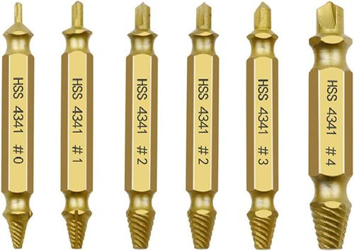 Double-Ended HSS 4341 Screw Extractor Set for Stripped or Damaged Screws (Reverse-Threaded)