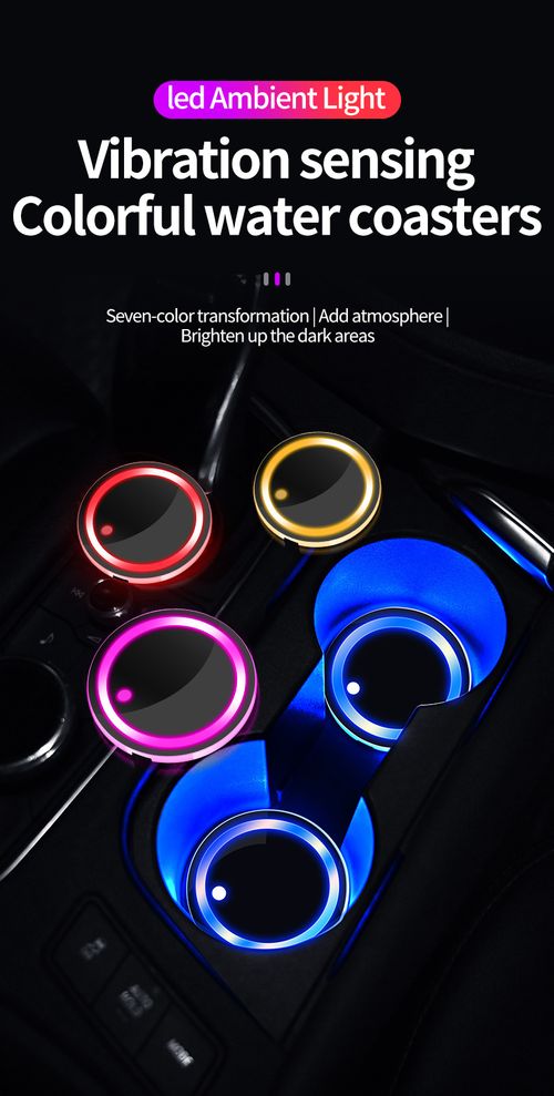 7-Color LED Car Cup Holder Coaster – USB Rechargeable Ambient Mood Light