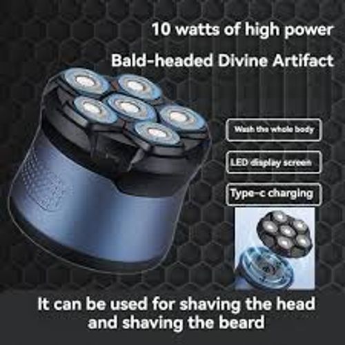 6 Head Electric Head Shaver for Men, Magnetic Detachable Rotary Razor, Waterproof Rechargeable Bald Head Shaver