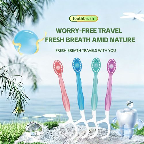 Disposable Mini Toothbrush with Fresh-Breath Bead – Multifunctional Floss, Oral Cleaning, Portable for Travel